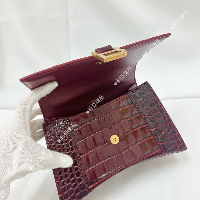 莉亞精品♡ BALENCIAGA 沙漏包 酒紅色 二手美包-13