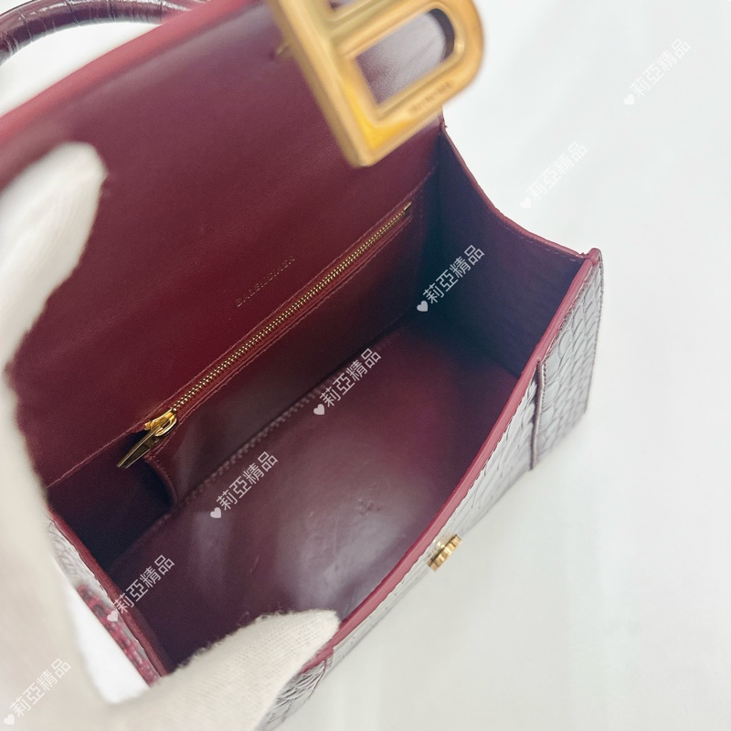 莉亞精品♡ BALENCIAGA 沙漏包 酒紅色 二手美包-14