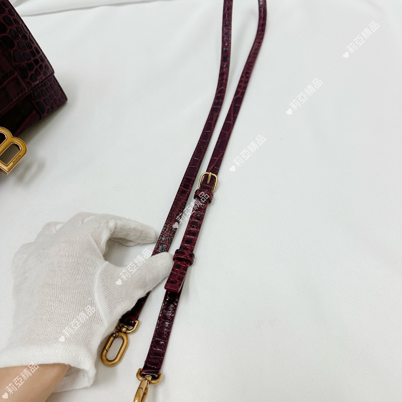 莉亞精品♡ BALENCIAGA 沙漏包 酒紅色 二手美包-16