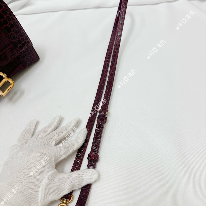 莉亞精品♡ BALENCIAGA 沙漏包 酒紅色 二手美包-17