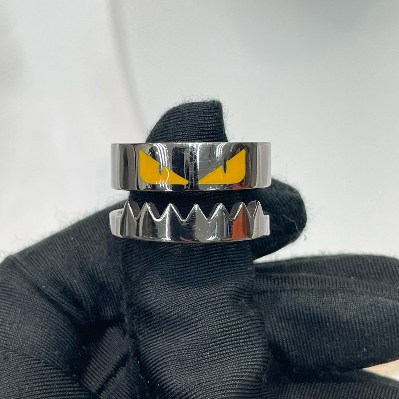 FENDI Bad Bugs 槍色小怪獸不鏽鋼戒指 X939-1