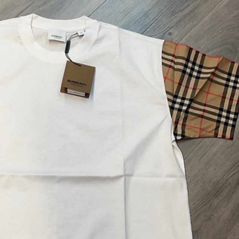 ⏰ 買對時間最省錢!雙11限時價開啟中🛒【BURBERRY 巴寶莉】經典格紋 印花棉質T恤 白(下單前須先私訊)-2