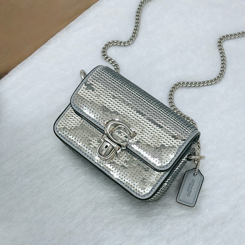 莉亞精品♡ Coach 銀色亮片鏈條包 二手美包-0