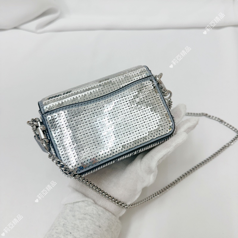 莉亞精品♡ Coach 銀色亮片鏈條包 二手美包-3