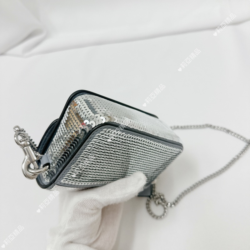 莉亞精品♡ Coach 銀色亮片鏈條包 二手美包-8