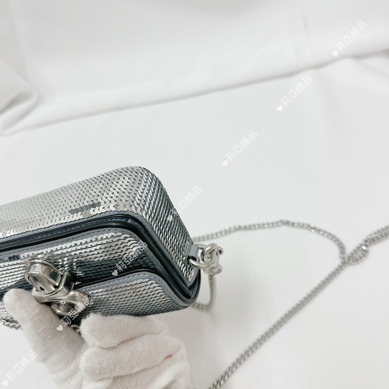 莉亞精品♡ Coach 銀色亮片鏈條包 二手美包-11