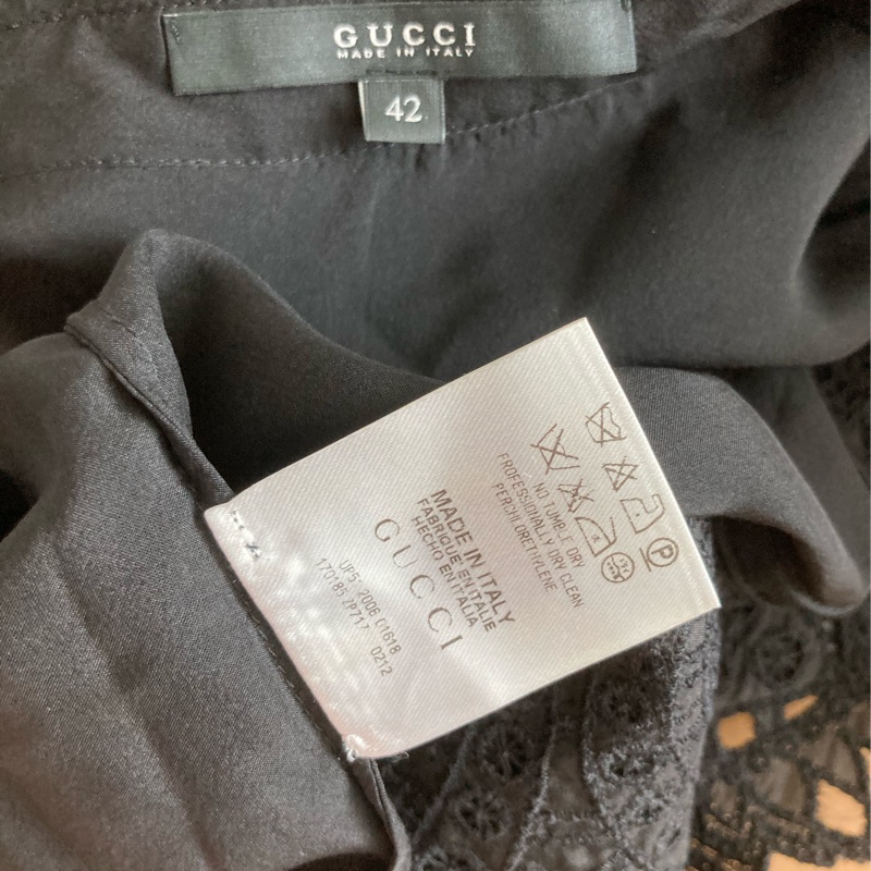 正品GUCCI 黑色布蕾絲很性感的蕾絲襯衫/罩衫外套42號（M~L)-5