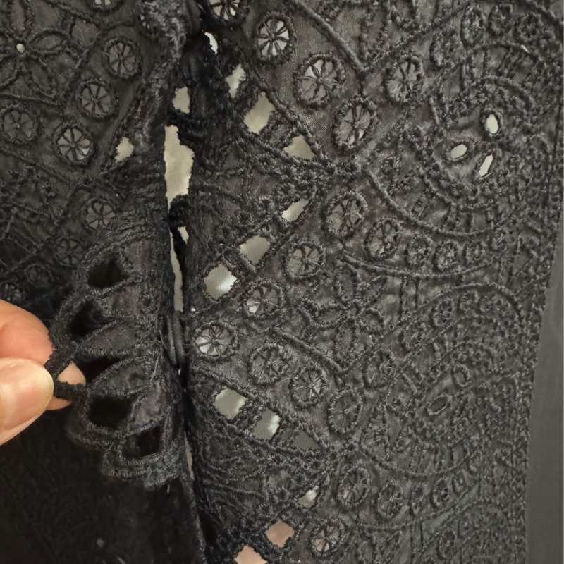 正品GUCCI 黑色布蕾絲很性感的絲質蕾絲襯衫/罩衫外套42號（M~L)-7