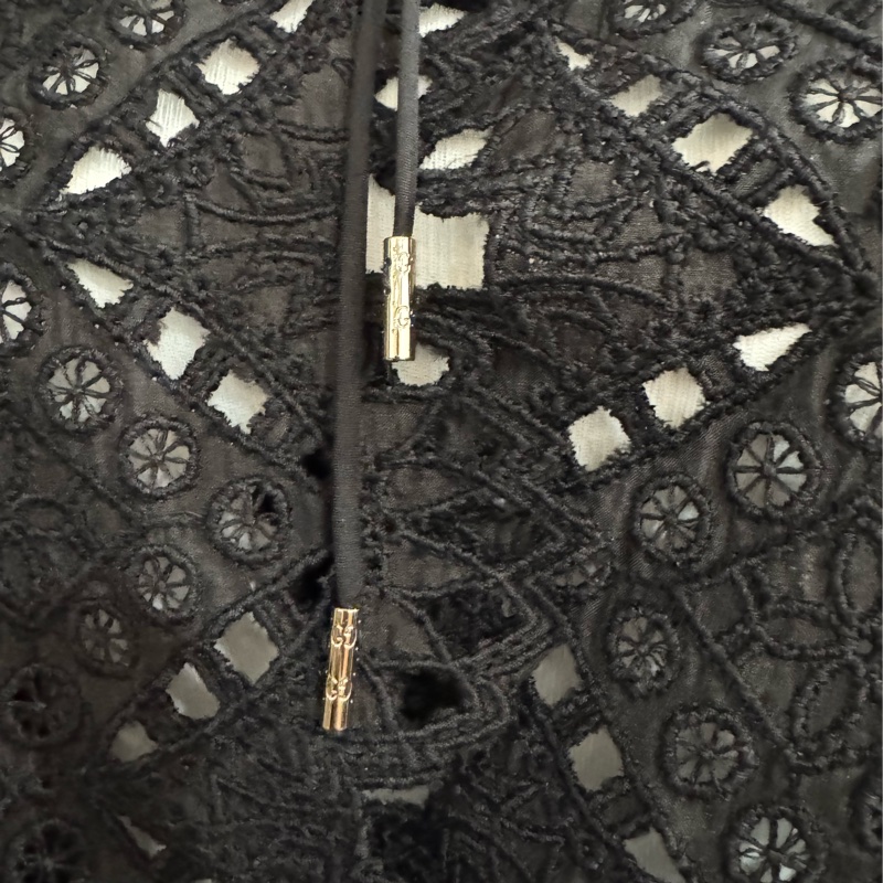 正品GUCCI 黑色布蕾絲很性感的絲質蕾絲襯衫/罩衫外套42號（M~L)-8