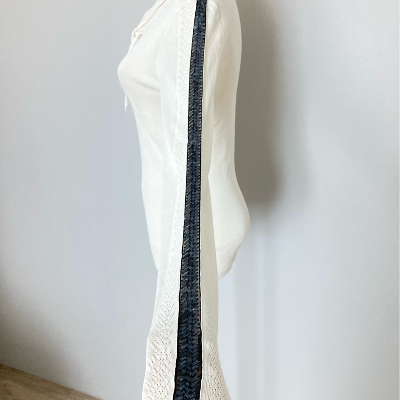 正品Dior 迪奧手工亮片繡白色針織長袖上衣38（SM)-2