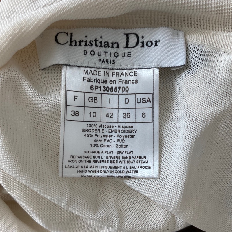 正品Dior 迪奧手工亮片繡白色針織長袖上衣38（SM)-5