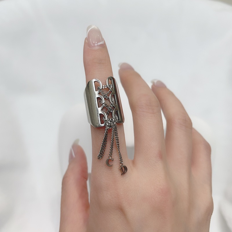 Dior 中古 vintage 蕾絲鏤空CD字樣 地雷系 戒指 XB764-1