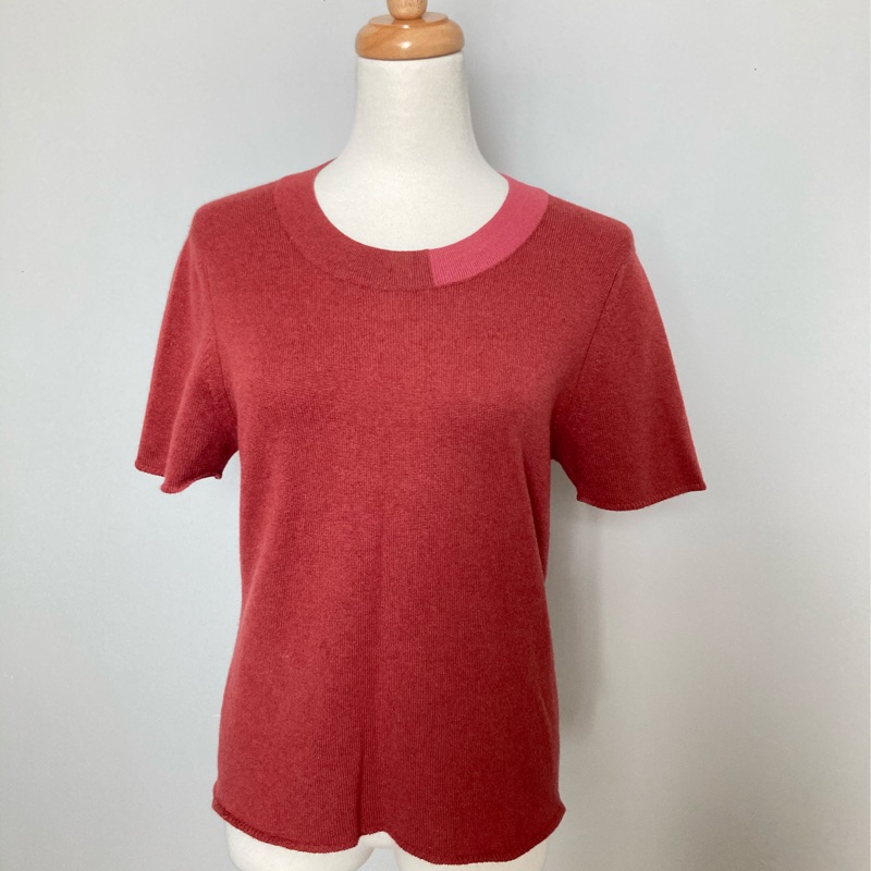 早期老香正品CHANEL香奈兒棗紅色100%喀什米爾毛絨上衣/毛衣-1