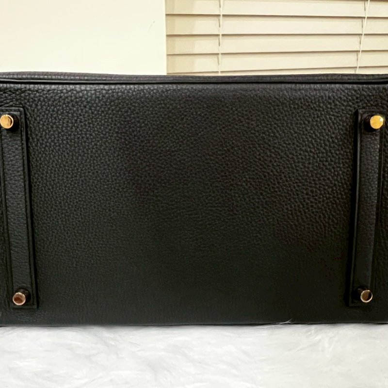 HERMES Birkin 35 Togo 柏金包 黑色 特殊訂製款玫瑰金扣 99成新 全套購證齊全2018 C 刻-11