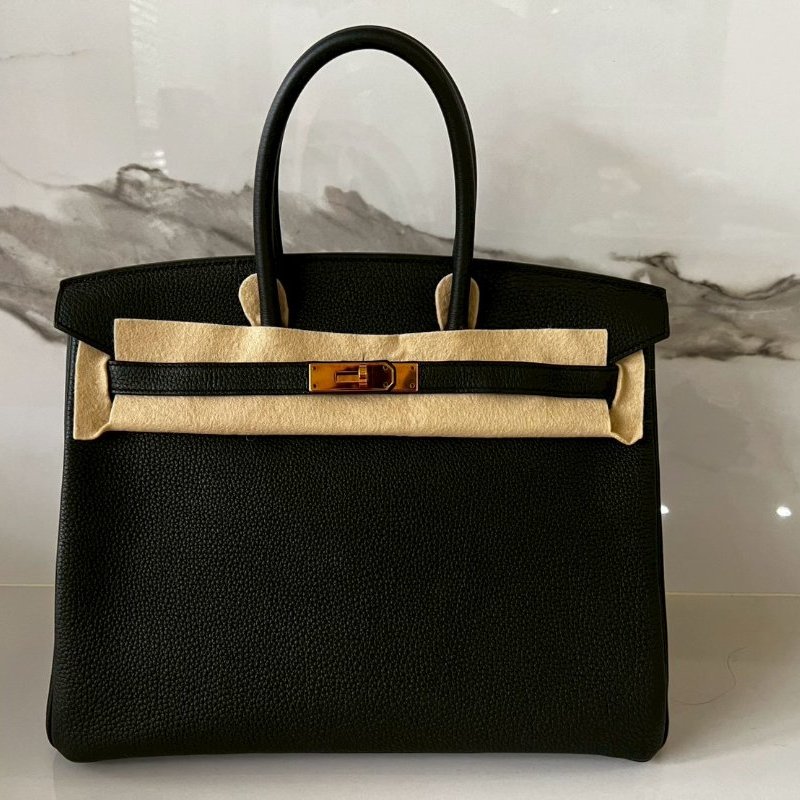 HERMES Birkin 35 Togo 柏金包 黑色 特殊訂製款玫瑰金扣 99成新 全套購證齊全2018 C 刻-0