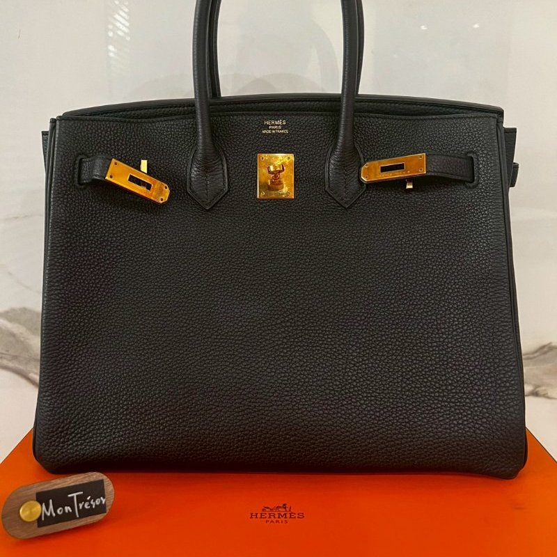 HERMES Birkin 35 Togo 柏金包 黑色 特殊訂製款玫瑰金扣 99成新 全套購證齊全2018 C 刻-1