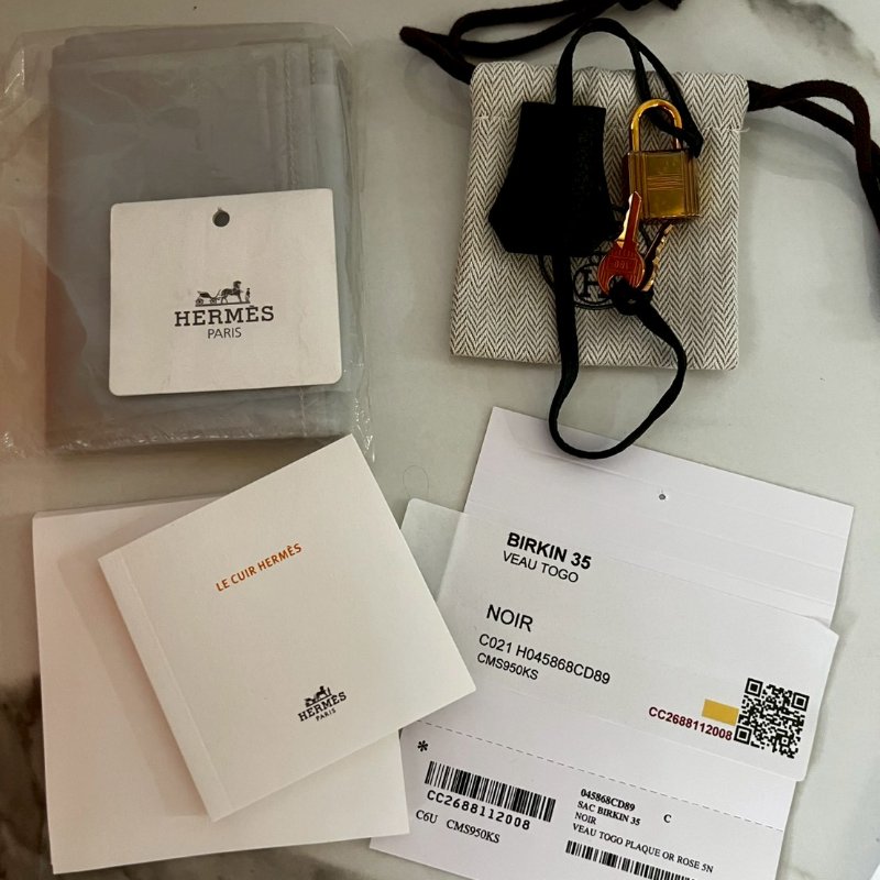 HERMES Birkin 35 Togo 柏金包 黑色 特殊訂製款玫瑰金扣 99成新 全套購證齊全2018 C 刻-22