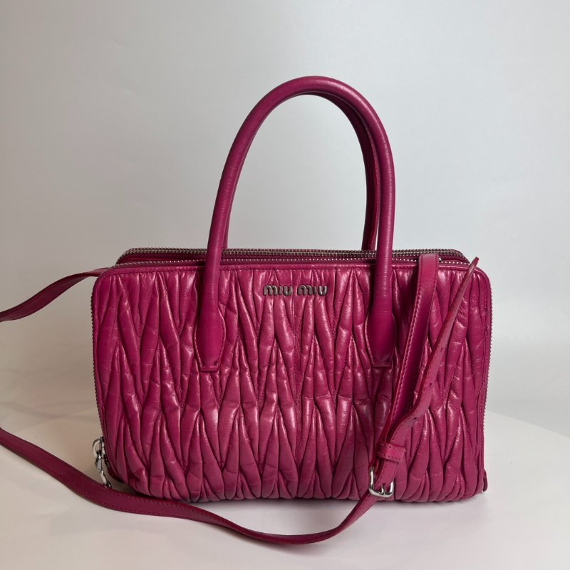 MIU MIU 桃粉皺褶兩用包-0