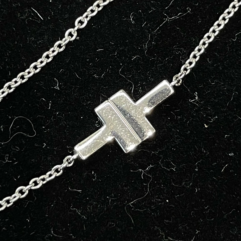 Tiffany & Co. T系列 18K白金鑲鑽雙T雙層手鏈 X828-9