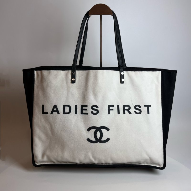 CHANEL 帆布托特包黑白 21開-0