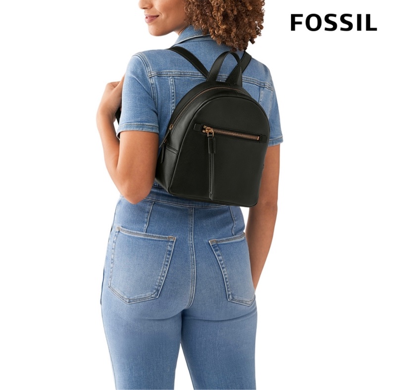 FOSSIL Megan 真皮小後背包-黑色-3