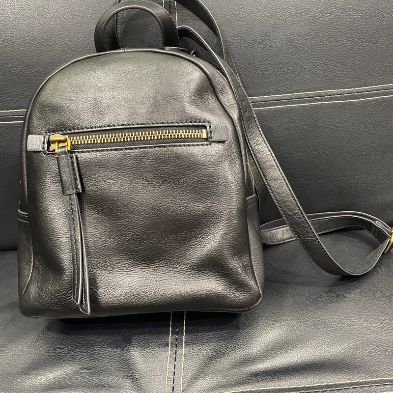 FOSSIL Megan 真皮小後背包-黑色-5