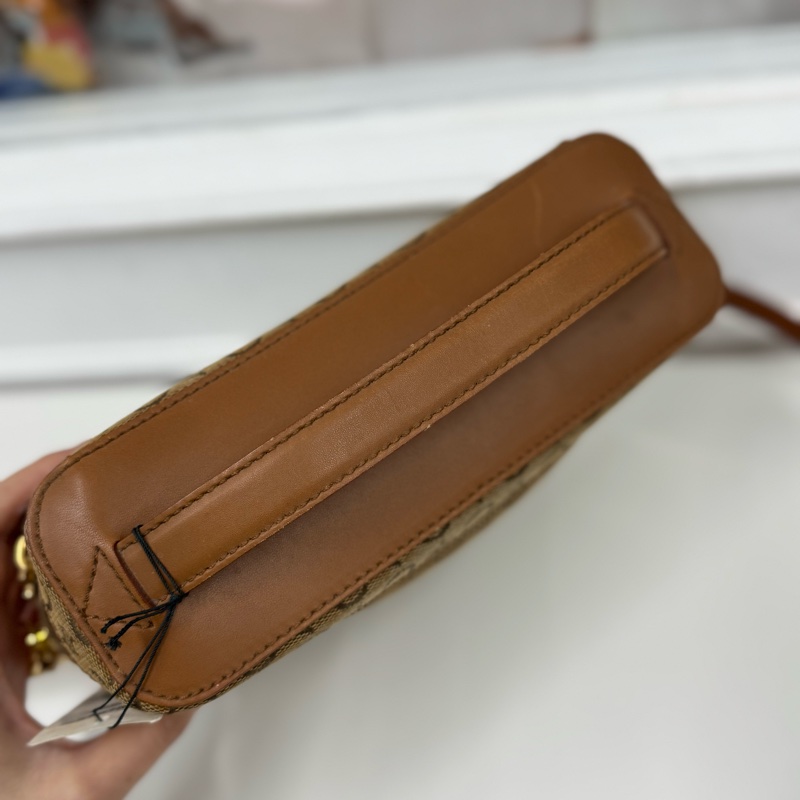 Celine凱旋門手提化妝盒 側背包 棕色真皮帆布塗層 Vanity case-7