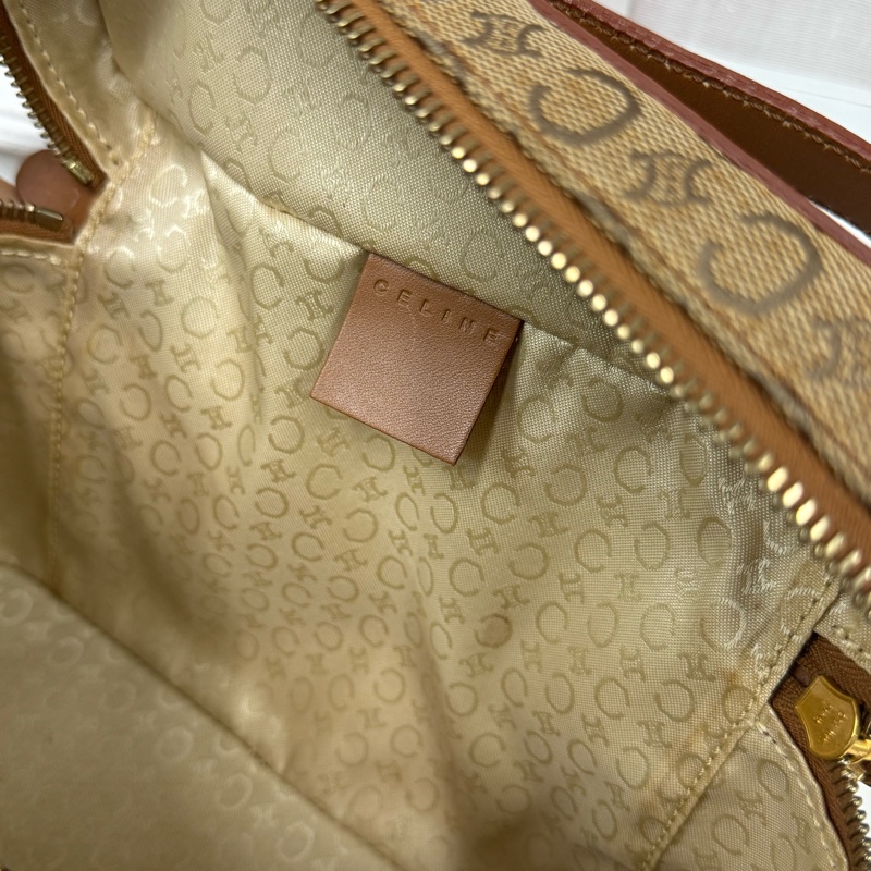 Celine凱旋門手提化妝盒 側背包 棕色真皮帆布塗層 Vanity case-19
