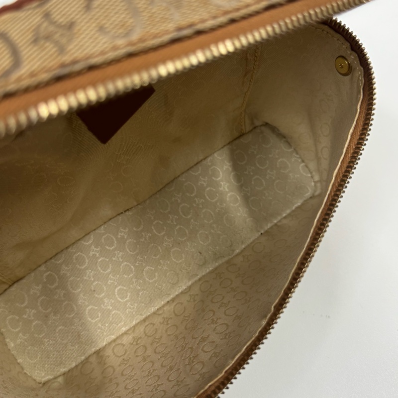 Celine凱旋門手提化妝盒 側背包 棕色真皮帆布塗層 Vanity case-20