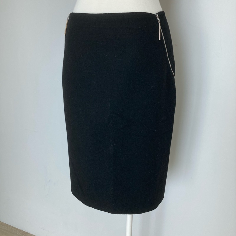 全新正品LV路易威登黑色100%喀什米爾羊絨直版裙-2