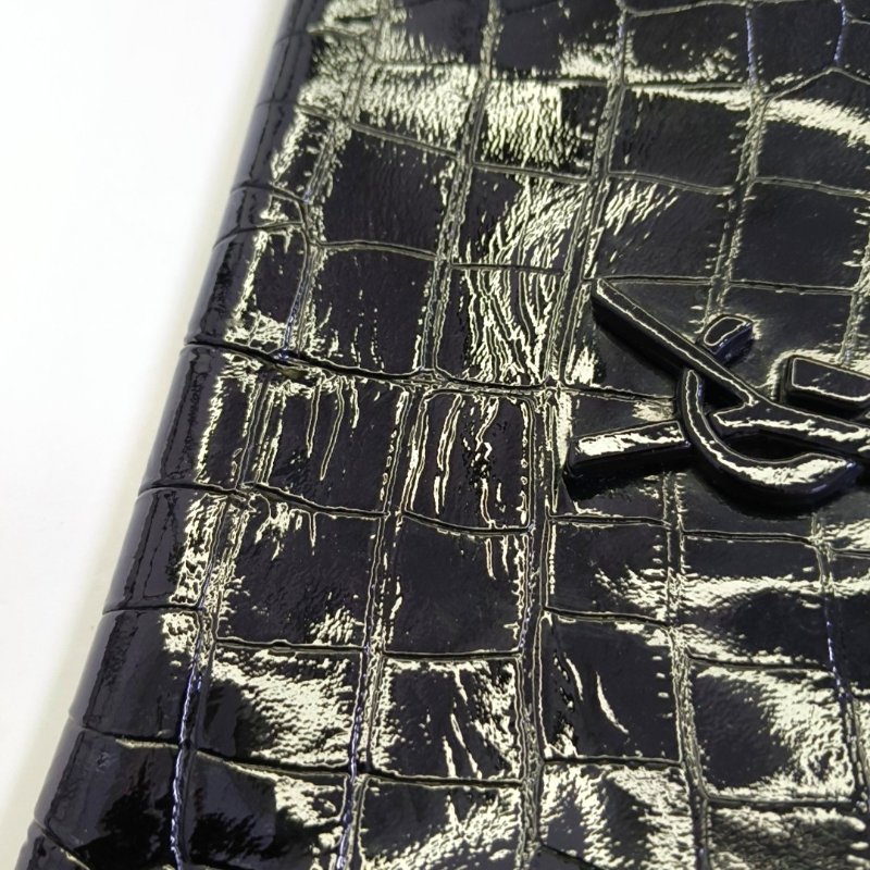 YSL NIKI中號 黑色牛皮壓紋斜背包肩背包 黑色五金-8