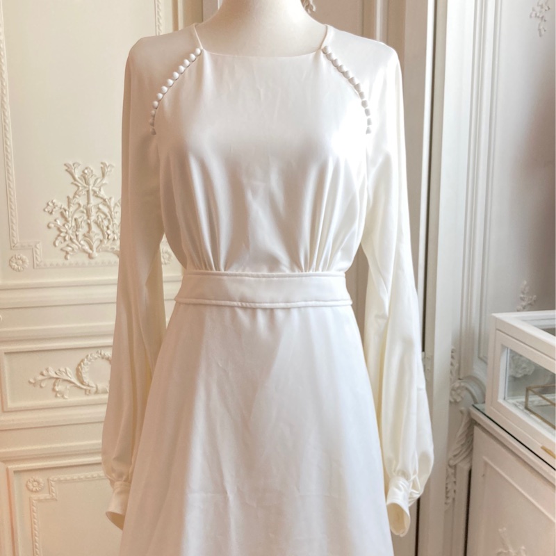 近全新正品法國CHLOE白色氣質優雅洋裝36/S-0