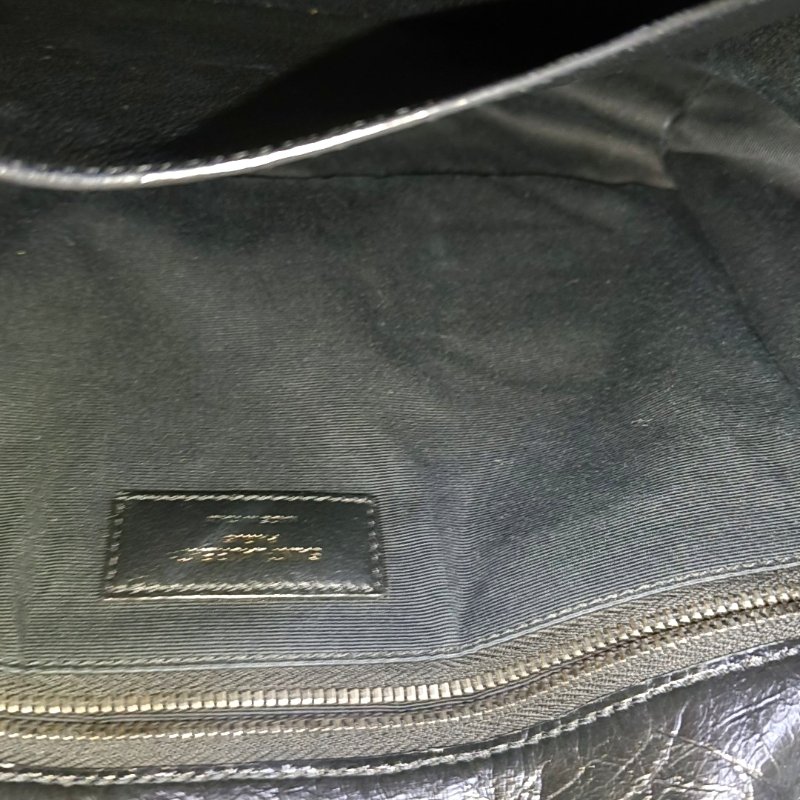 YSL NIKI中號 黑色牛皮V紋褶皺肩背包 斜背包 黑色五金-10