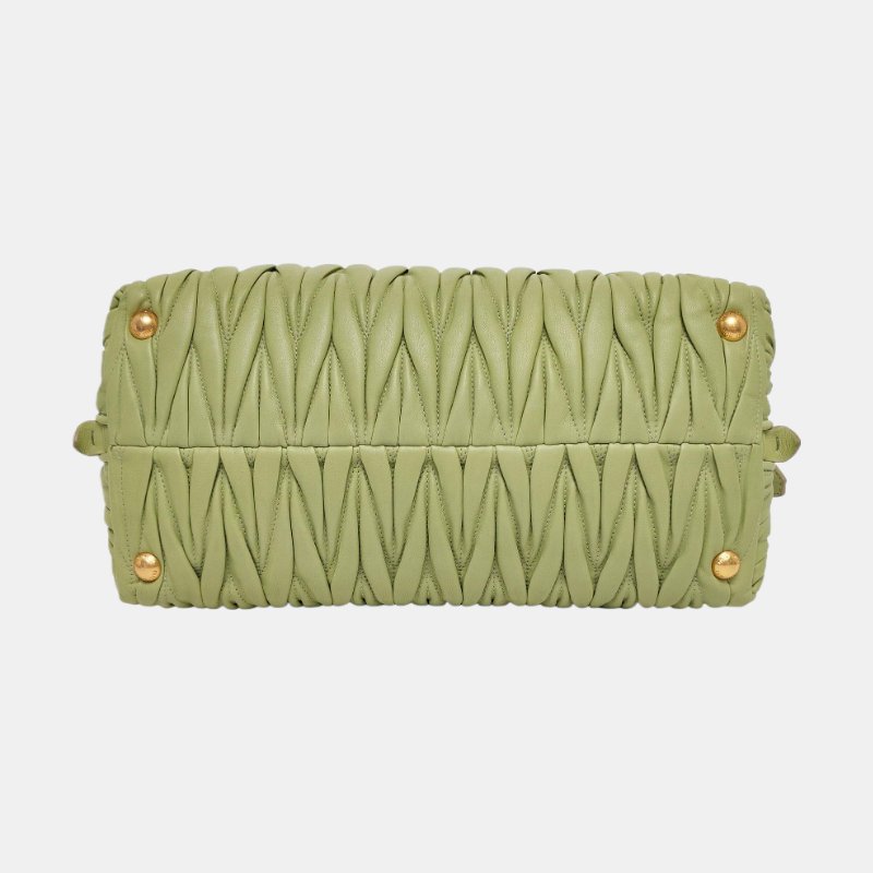 Miu Miu Avenue 淺綠色羊皮肩背包斜背包手提包 金色五金 可拆卸肩帶-4