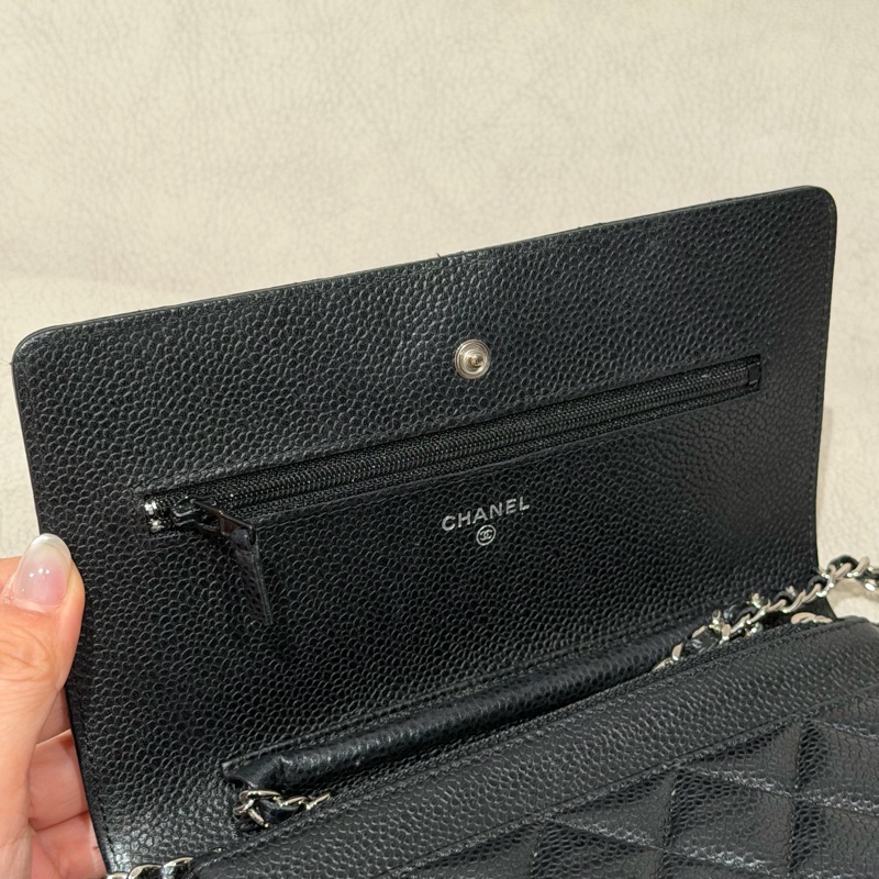 經典 Chanel Woc 荔枝皮耐刮 銀色鏈包-5