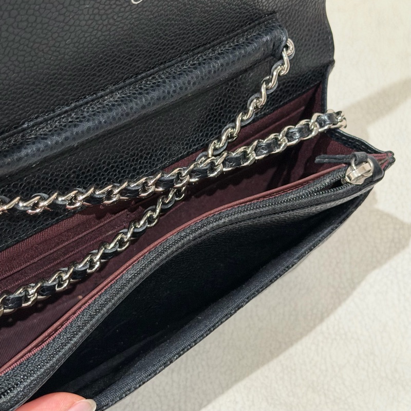 經典 Chanel Woc 荔枝皮耐刮 銀色鏈包-6