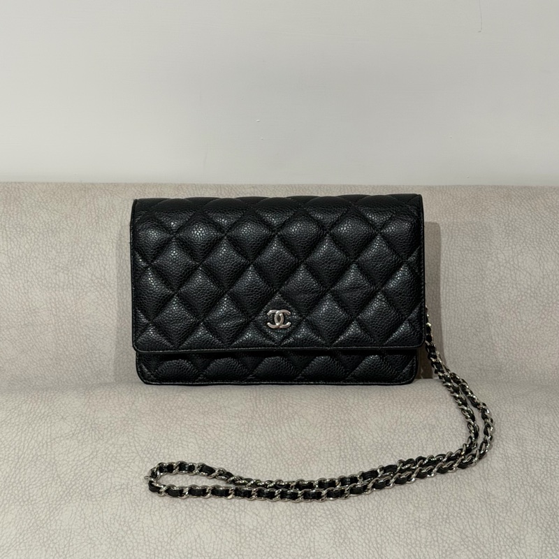 經典 Chanel Woc 荔枝皮耐刮 銀色鏈包-9