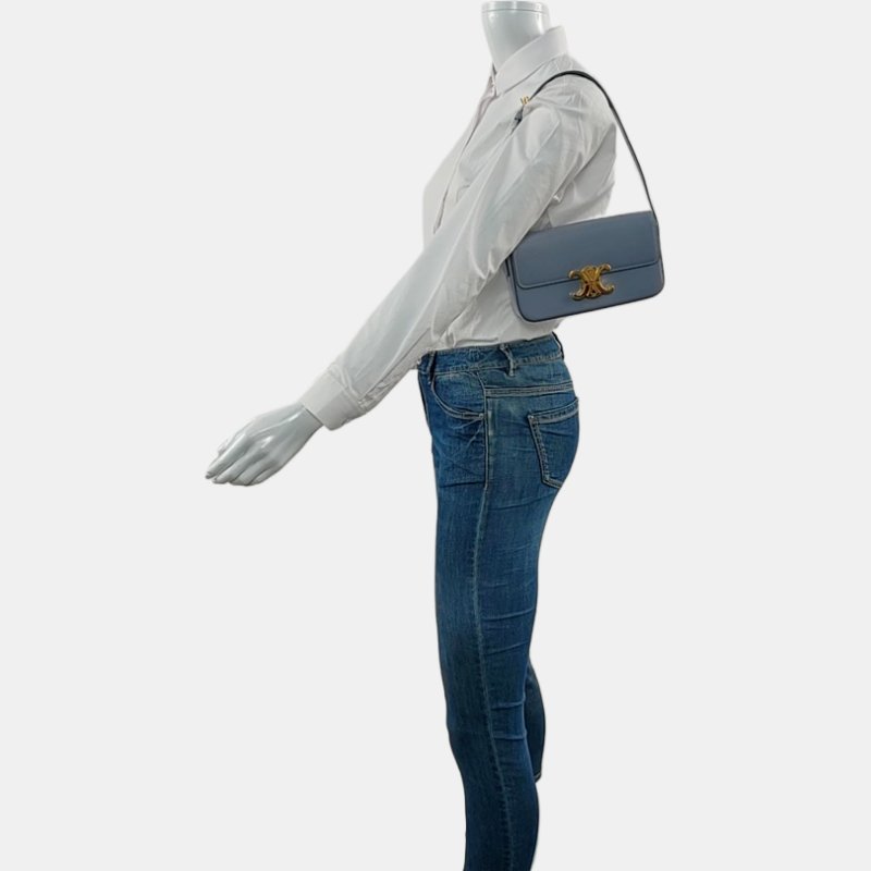 CELINE TRIOMPHE 淺藍色牛皮手提包肩背包 金色五金-1