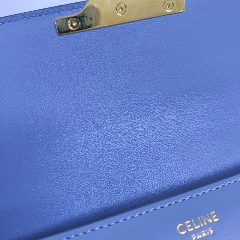CELINE TRIOMPHE 淺藍色牛皮手提包肩背包 金色五金-9