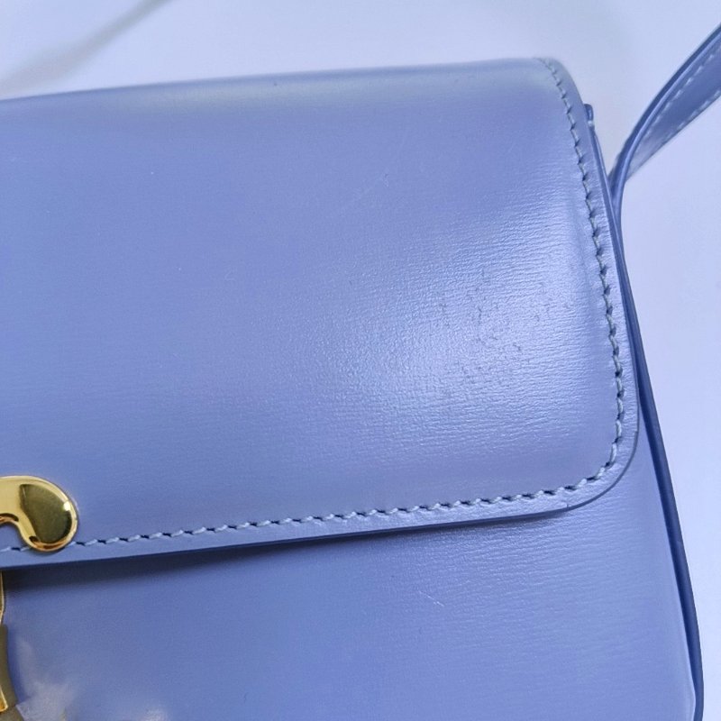 CELINE TRIOMPHE 淺藍色牛皮手提包肩背包 金色五金-10