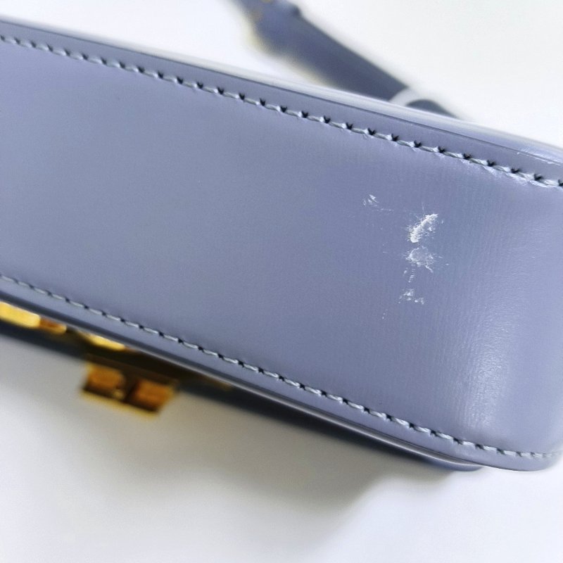 CELINE TRIOMPHE 淺藍色牛皮手提包肩背包 金色五金-13