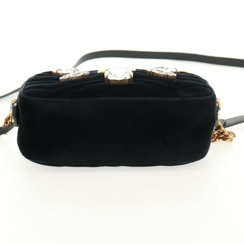 【日本直送】GUCCI GG Marmont 鏈條單肩包 Velor 黑金 448065 正品 145252M-4