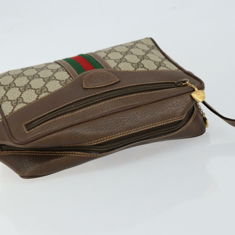 【日本直送】GUCCI GG Supreme Web Sherry Line 包款 PVC 米金色 001 56 0852 正品 146414-5