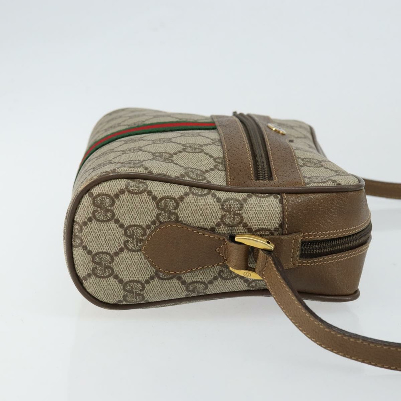 【日本直送】GUCCI GG帆布織帶雪莉線單肩包 PVC皮革 米色 紅色 正品 146142-2