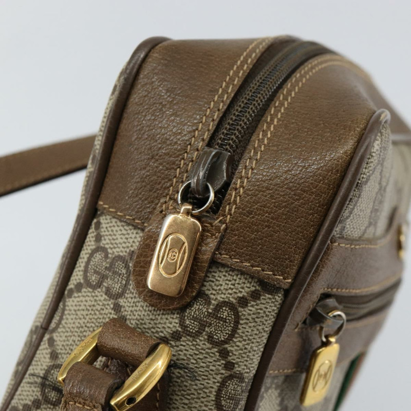 【日本直送】GUCCI GG帆布織帶雪莉線單肩包 PVC皮革 米色 紅色 正品 146142-9