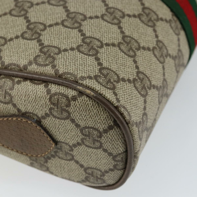 【日本直送】GUCCI GG帆布織帶雪莉線單肩包 PVC皮革 米色 紅色 正品 146142-15