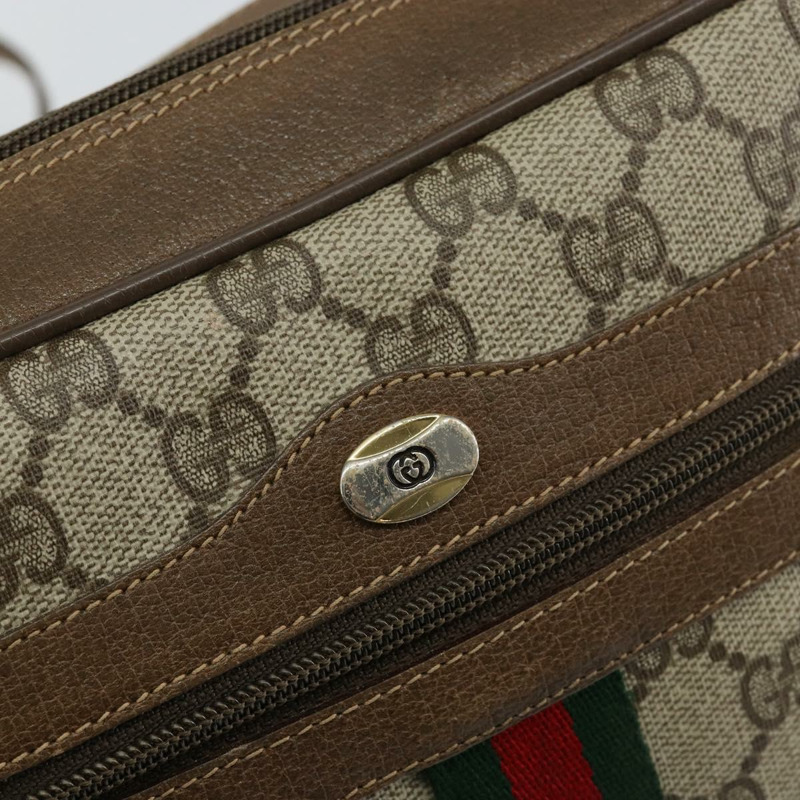 【日本直送】GUCCI GG帆布織帶雪莉線單肩包 PVC皮革 米色 紅色 正品 146142-16