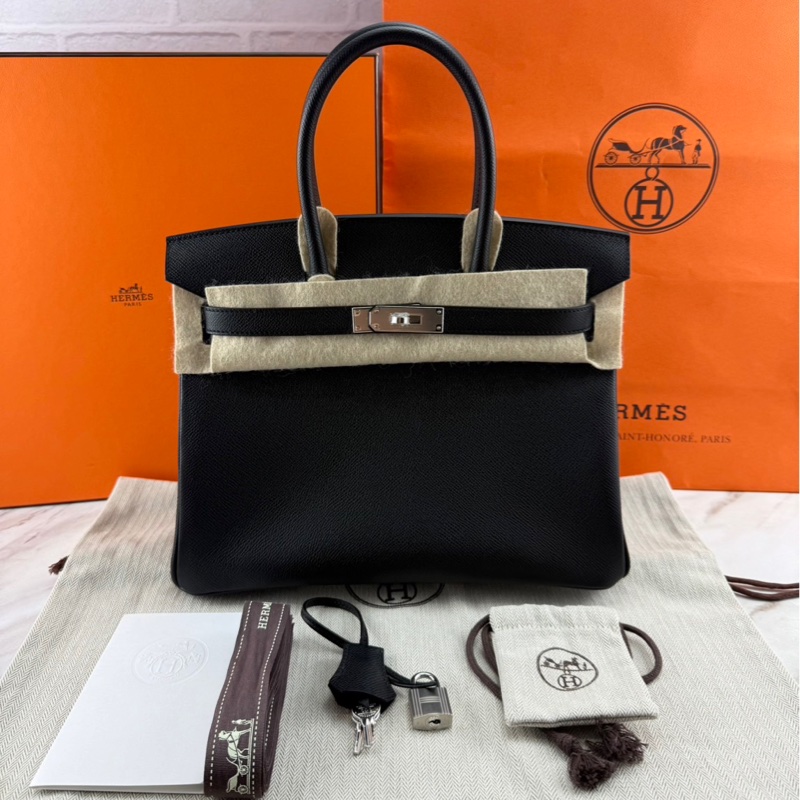 Birkin 30  Epsom   Noir 黑色銀釦 柏金包-5