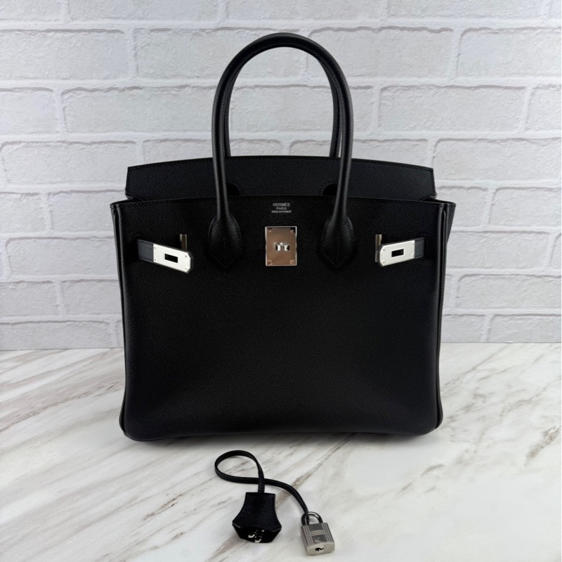 Birkin 30  Epsom   Noir 黑色銀釦 柏金包-11