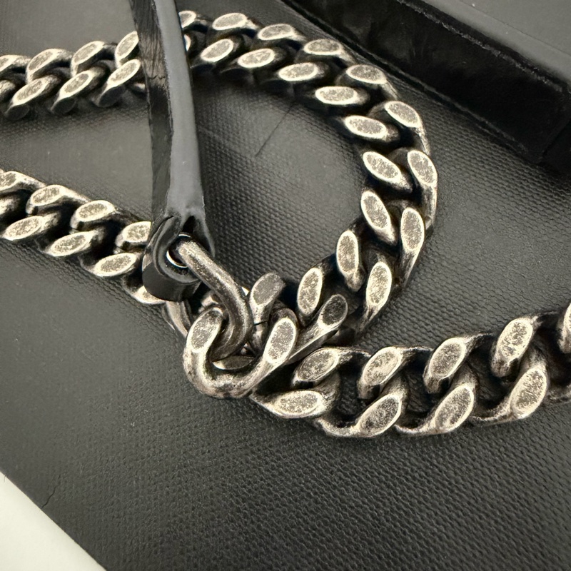 YSL NIKI黑銀 復古皮革中型手袋 中款 聖羅蘭 新款D釦-25